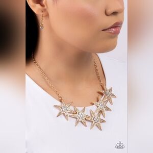 Gold Star Necklace with Crystal Accents